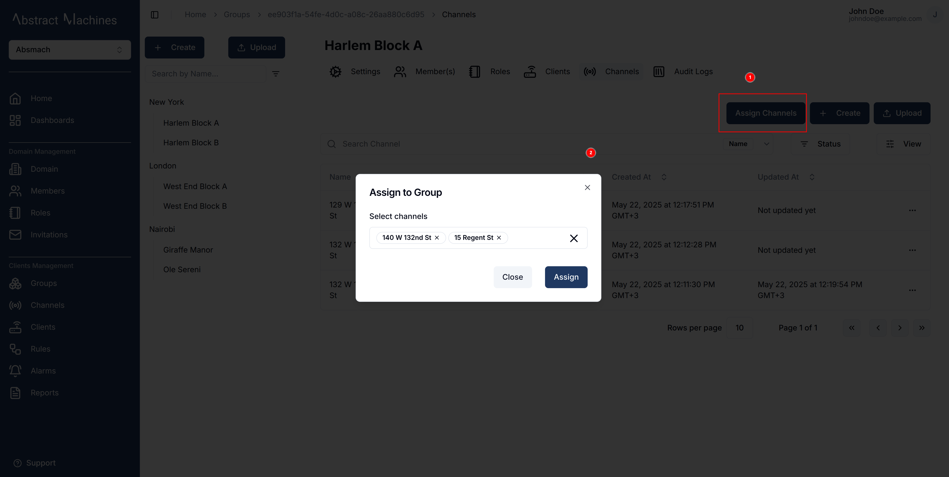 Assign Group channels