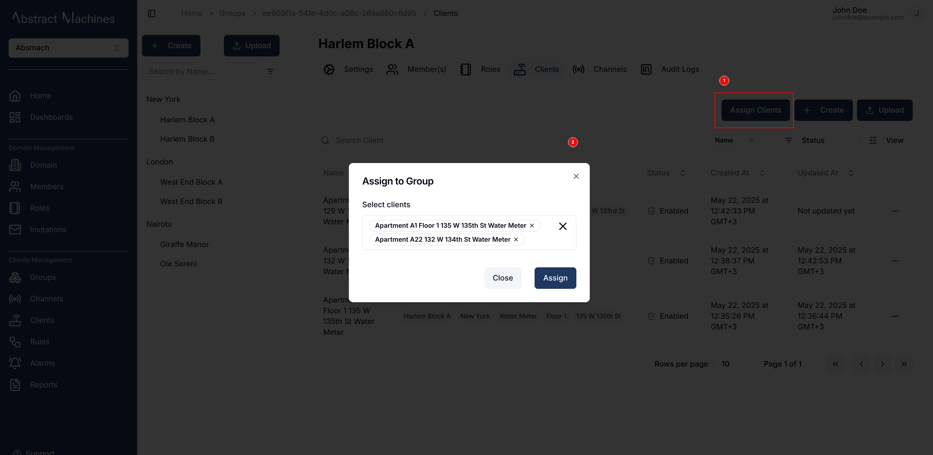 Assign Group clients