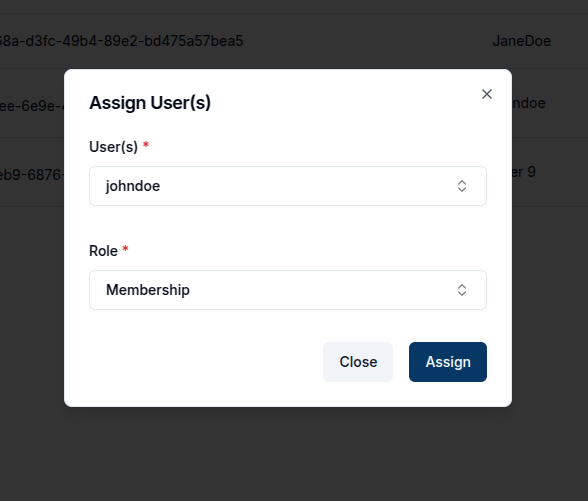 Assign User Form