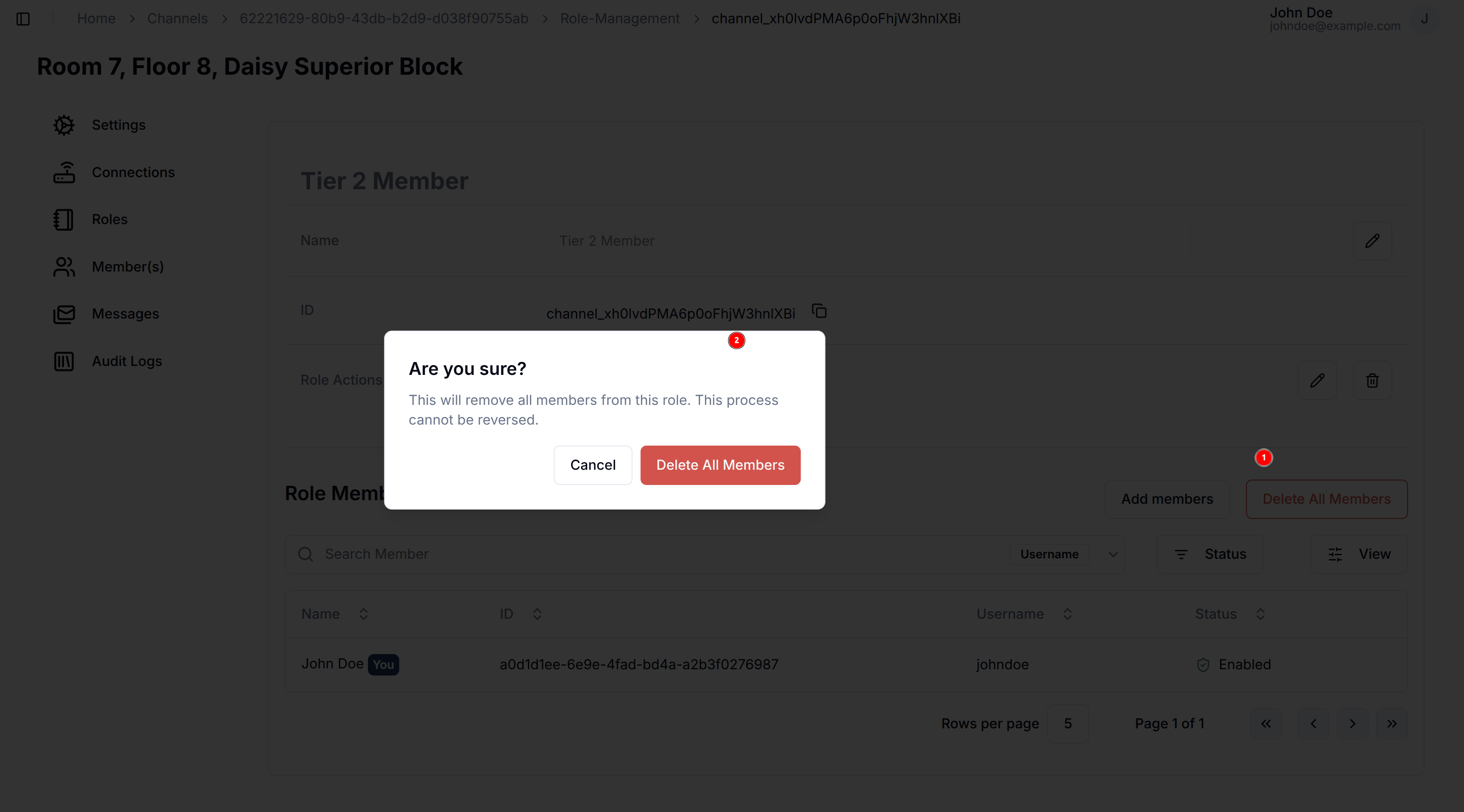 Delete role members