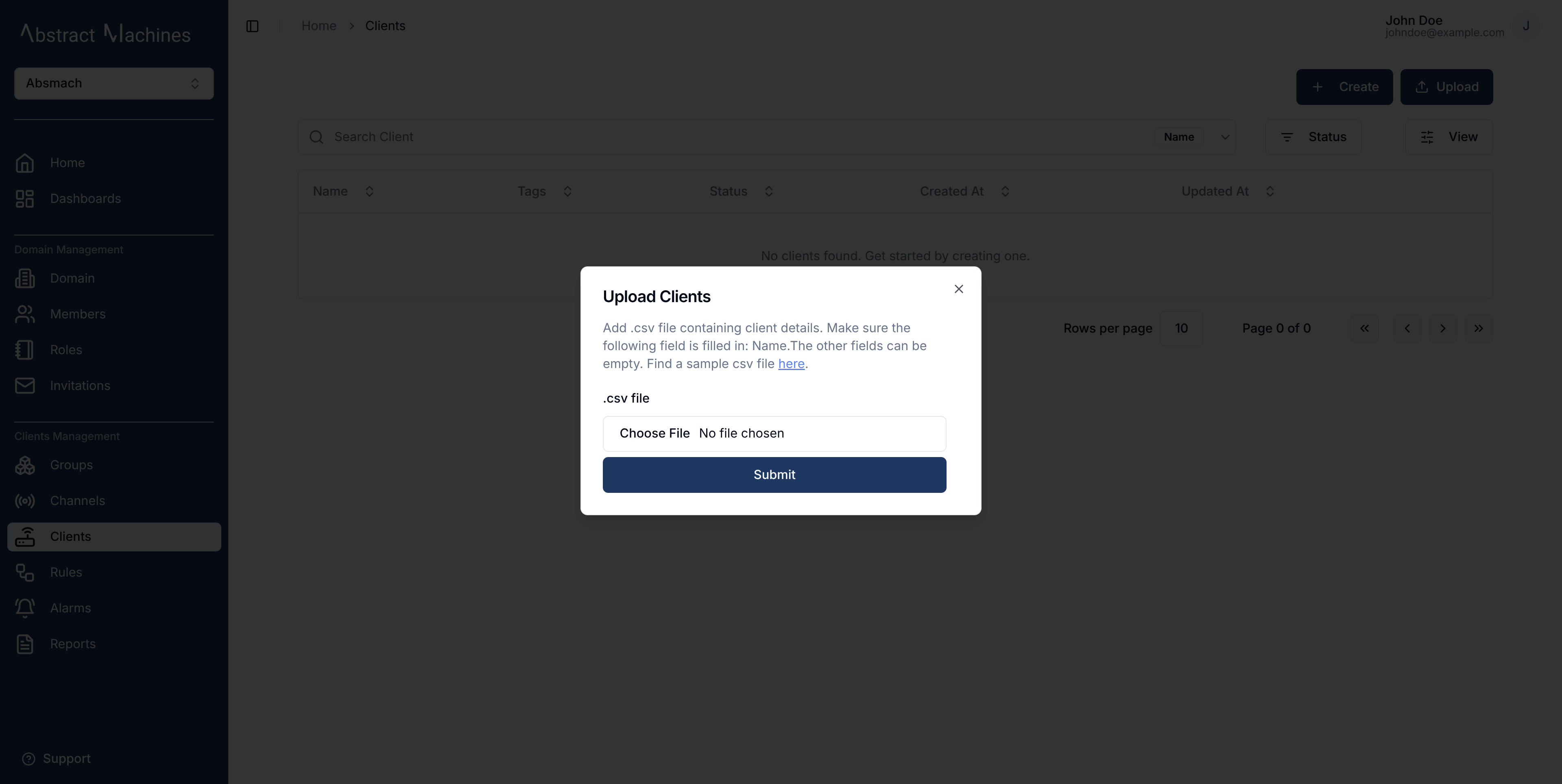 Bulk create clients