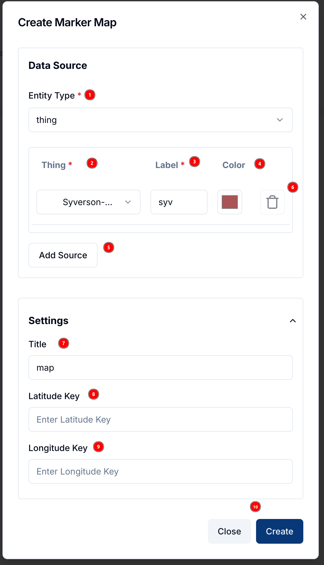 Marker Map Settings