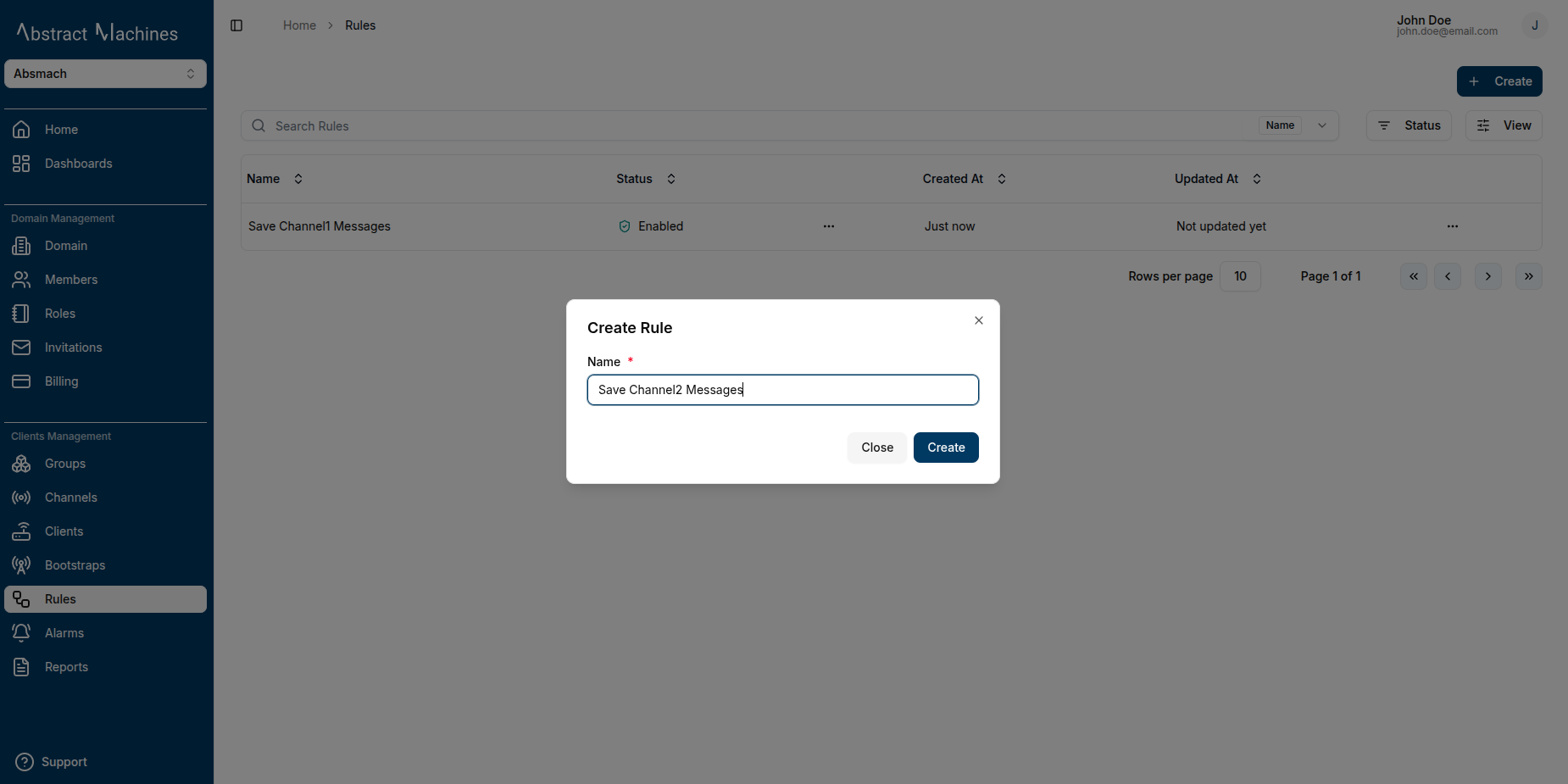 Create a Rule Dialog