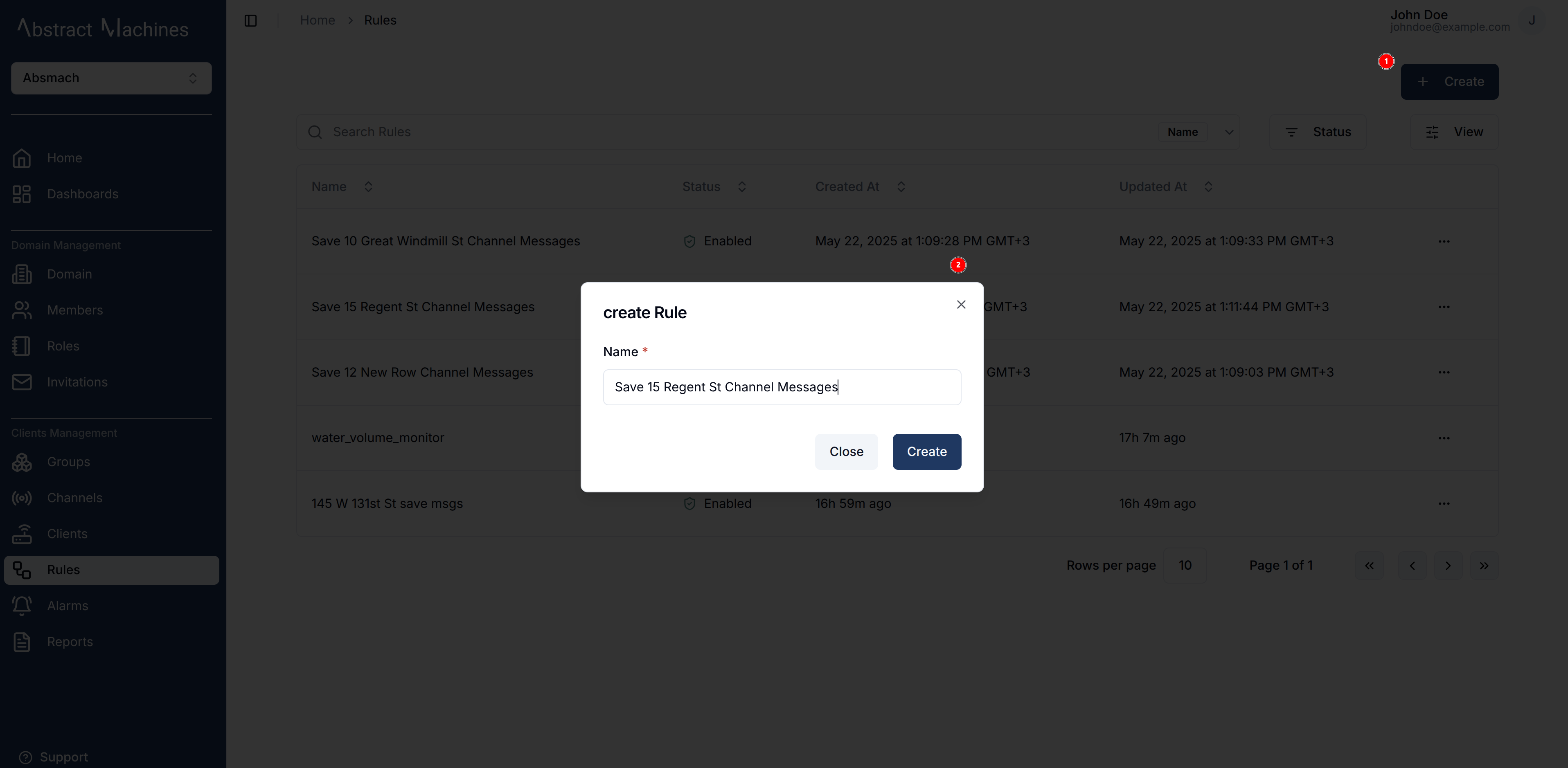 Create a Rule Dialog