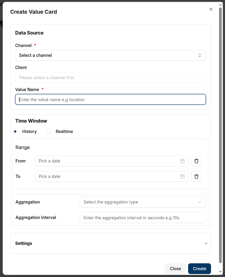Value Card Configuration