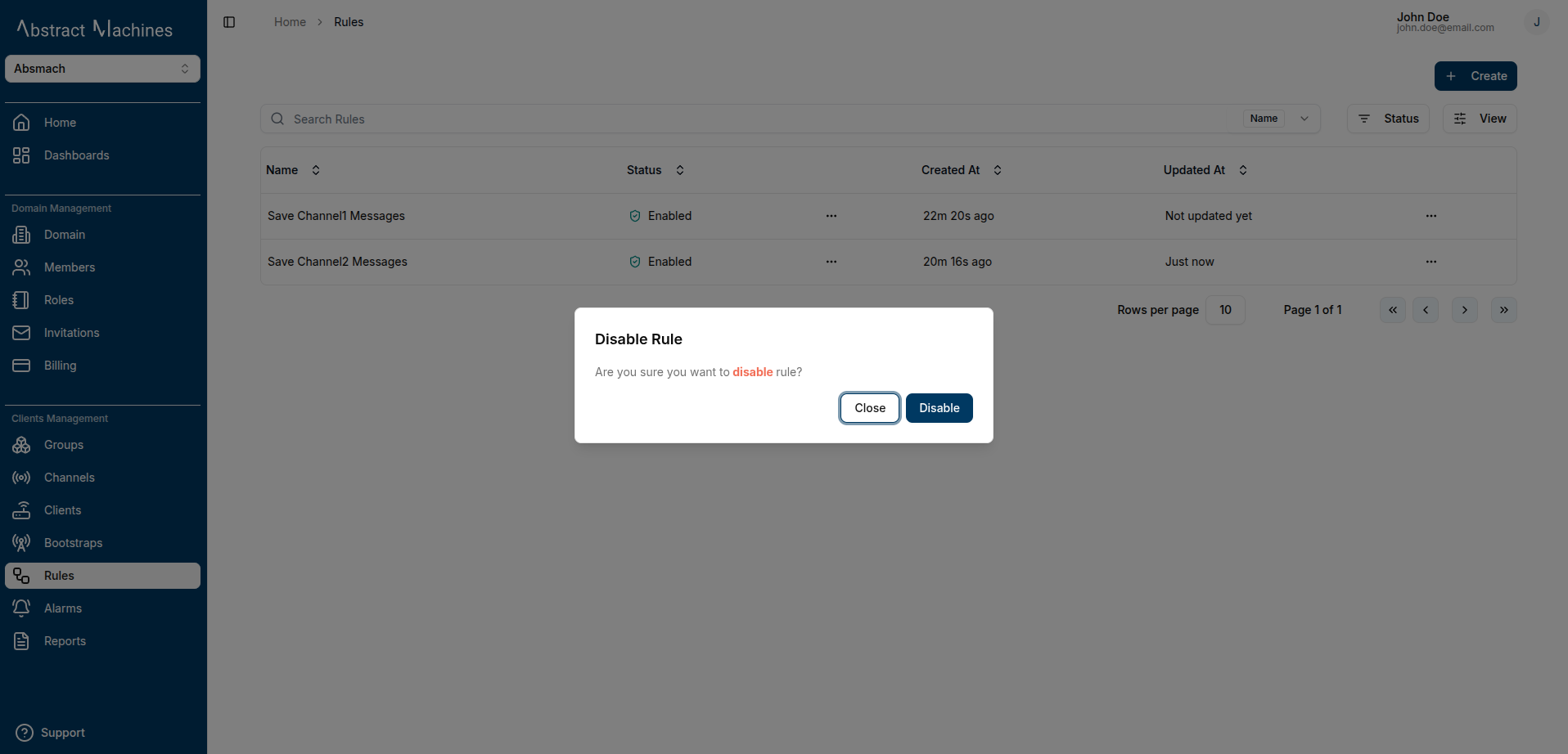 Disable rule in quick links
