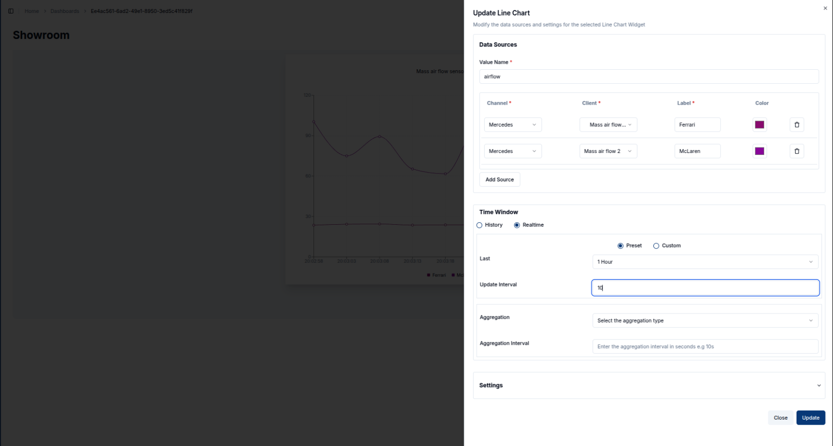 Adjusting Line Chart dataSources