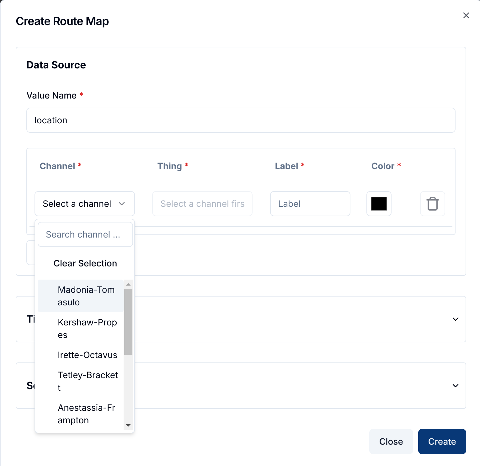 Create Route Map Dialog