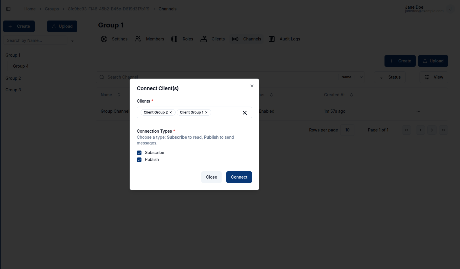 Connect Group Channel Clients