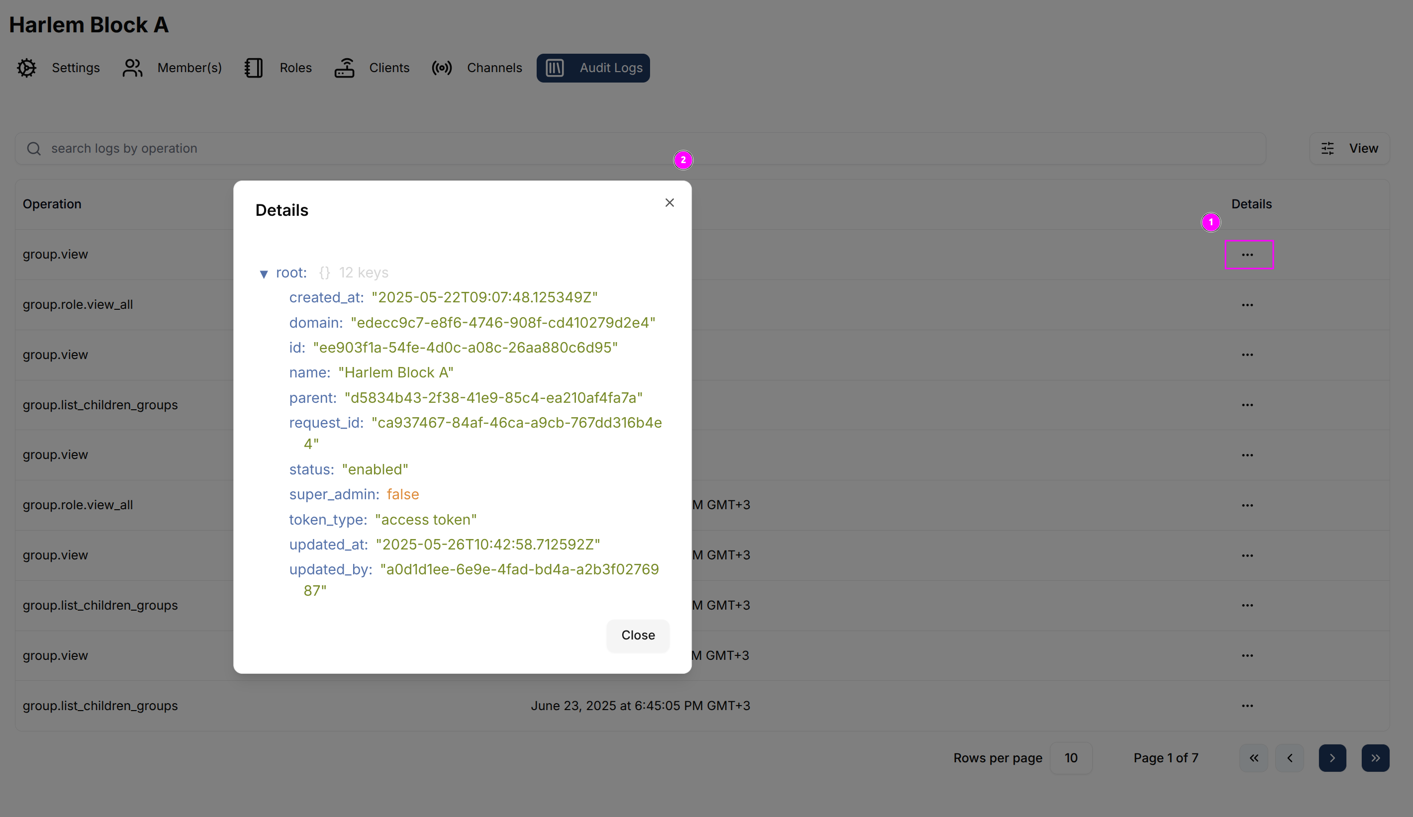 View Group Audit Log Actions