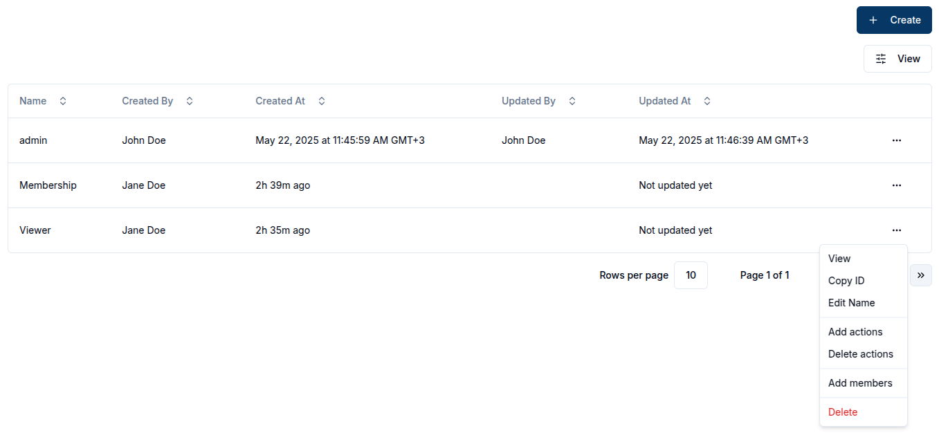 Domain Action Buttons