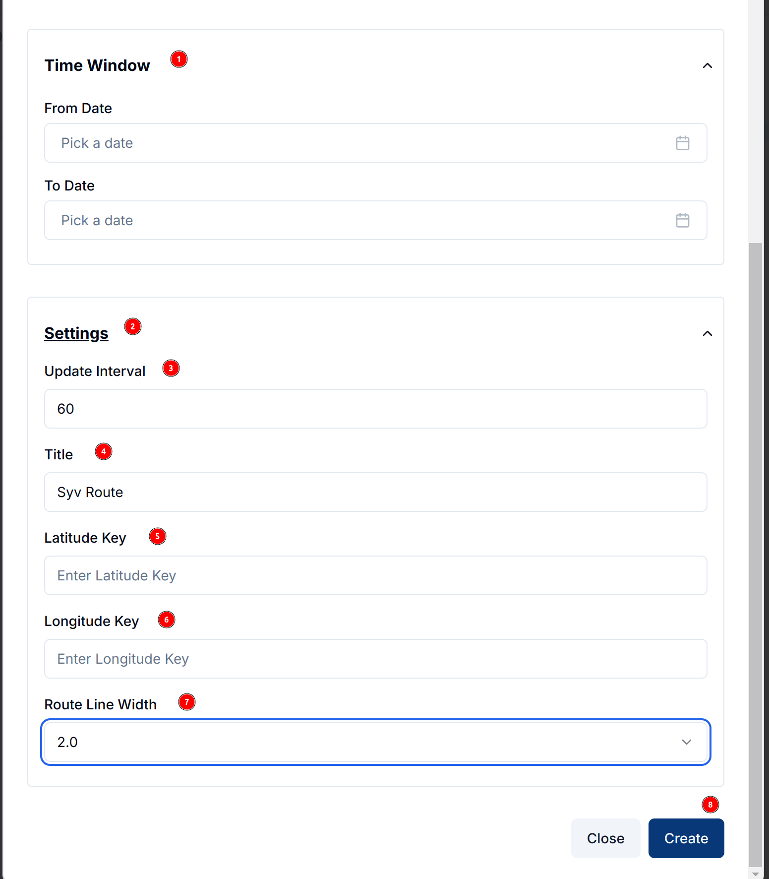 Route Map Settings