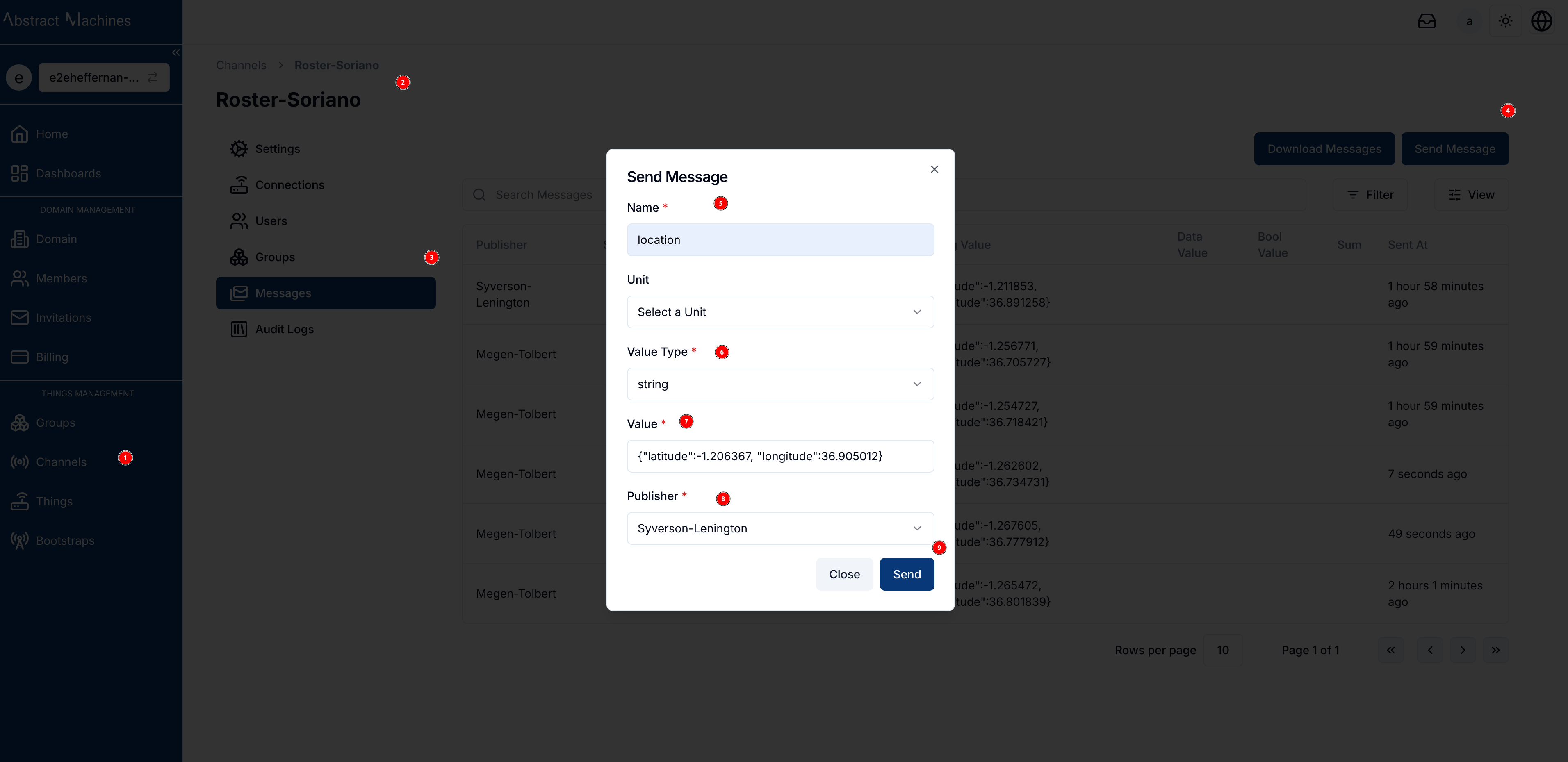 Sending Route Location Messagae